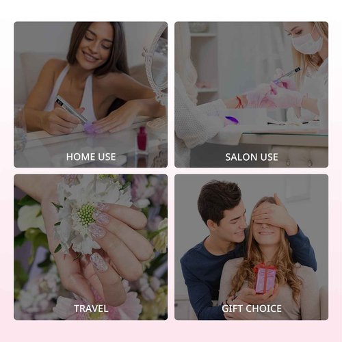 AIRSEE Cordless Mini Nail Lamp,Handheld UV Light with LCD Display for Gel Nails,Rechargeable USB Nail Dryer for Fast Cure,Rhinestone Glue Decoration,Gel Nail Strips at Home,Travel(Pink)