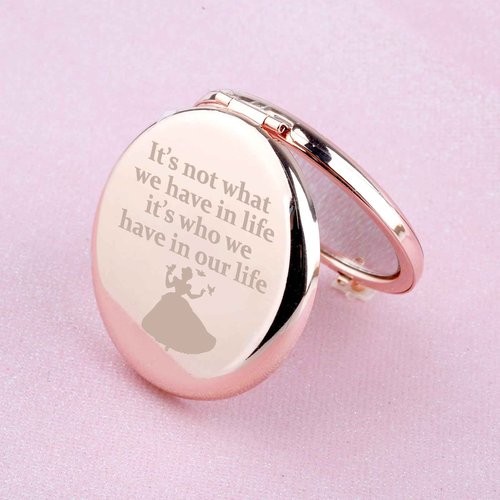 WUSUANED Princess Makeup Mirror It’s Not What We Have in Life It’s Who We Have in Our Life Jewelry Fairy Shoes Movie Gift Princess Fan Gift