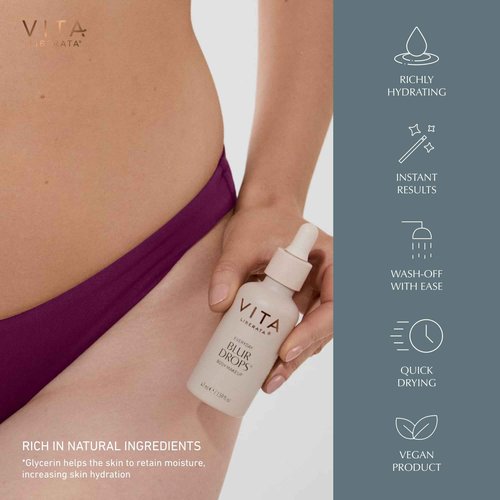 VITA LIBERATA Everyday Body Blur Drops Medium 1.59 Fl Oz, Body Makeup, Wash Off Tanning Drops, Water Resistant, Matte Satin Skin Finish