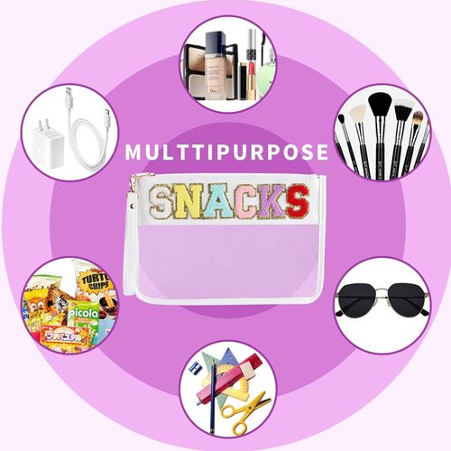 Sunnydeer 2Pcs Snack Bags for Travel,Snack Bag for Letter Flat Pouch, Snack Bags for Kids Small Snack Bag(white)