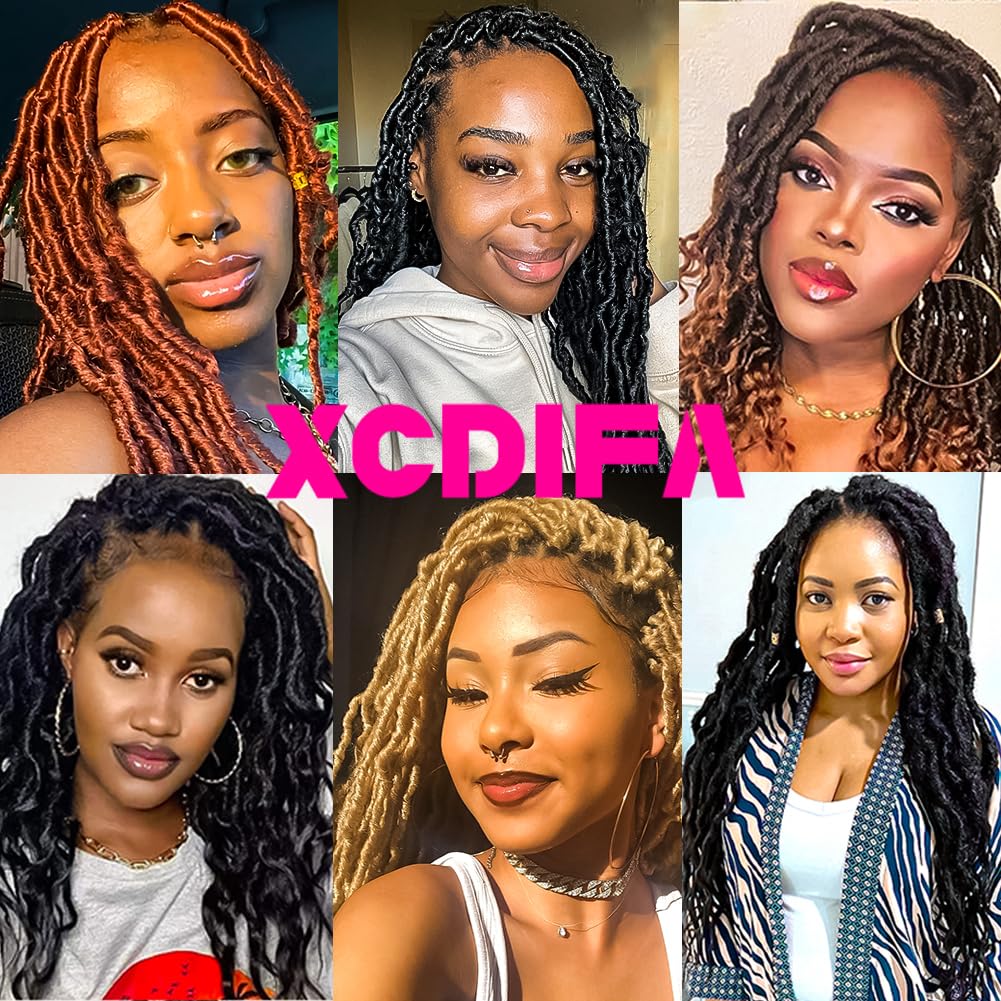 XCDIFA Faux Locs Crochet Hair 26 Inch(7 Packs) New Soft Locs with Curly Ends Goddess Locs Crochet Hair Pre Looped Synthetic Boho Locs Crochet Braids Hair for Black Women (Orange)