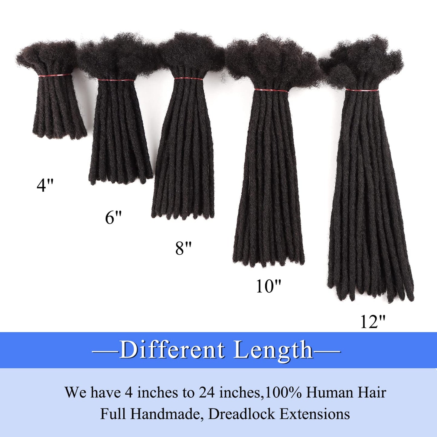 Orientfashion Human Hair Dreadlock Extensions,Locs Extensions Human Hair(6inch 0.6cm 10locs,1b)