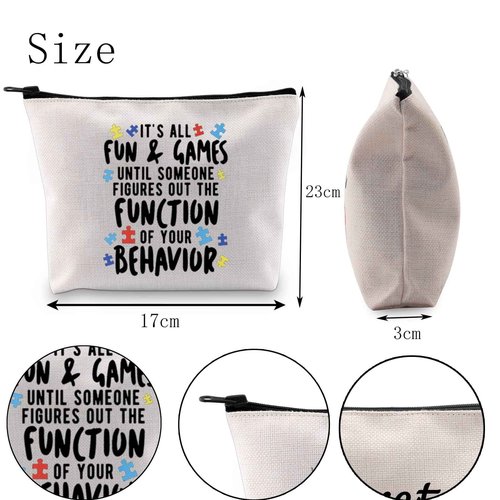 POFULL ABA Therapist Technician RBT BCBA Gift Behavior Therapist Gift Zipper Pouch Makeup Bag (IT'S ALL FUN AND GAMES bag)