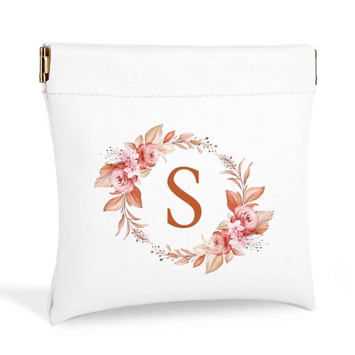 Initial Letter Pocket Cosmetic Bag,Pouches for Purse,Shrapnel Portable Pouch,Purse Makeup Bag for Women Cosmetics Jewelry Charging Cable,Bridesmaid Gifts,Bridal Shower Gift Bags,Birthday Gifts-S