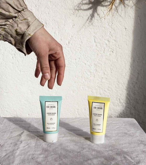 Fer à Cheval Moisturizing Scented Hand Cream Set, Creamy Hand Cream Travel Size Lotion Organic Shea Butter Hand Lotion | Pack of 3 (Honey & Almond, Rose Petals, Aqua Tangerine) 30ml/ 1.01 fl oz