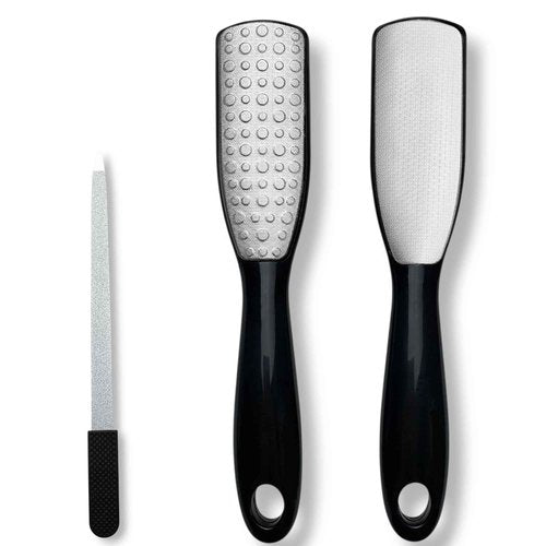 Professional Elite Series Black Sapphire Foot File 9.6" – Dual-Sided Stainless Steel Callus Remover for Hard Skin – Durable, Hygienic Pedicure Rasp for Smooth, Soft Feet – Wet & Dry Use