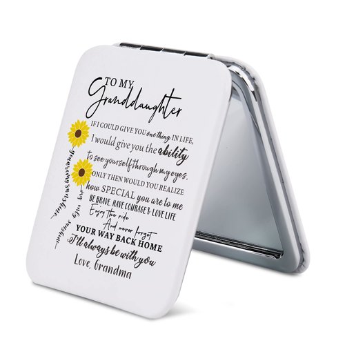 Gtizry Sunflower Makeup Mirror - 2.48 X 2.9 X 0.39 - Inspirational Gift for Granddaughter from Grandma, Granddaughter Gift Idea for Christmas, Birthday