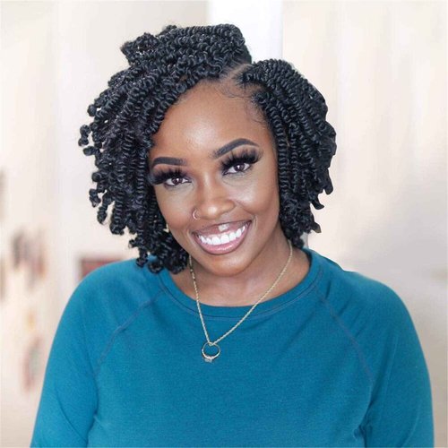 TOYOTRESS Bob Spring Twist Hair - 6 inch 8 packs Pre-twisted kids Crochet Hair Spring Twists Crochet Braids, Synthetic Braiding Hair Extensions (6 Inch, 1B)
