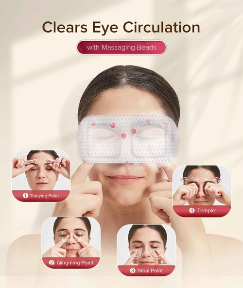 3D Self Heated Eye Mask for Dry Eyes with 100+ Soft Beads,Steam Eye Mask for Sleeping,Relaxation, Disposable, Spa, Travel Gifts for Women, Men 28 Packs