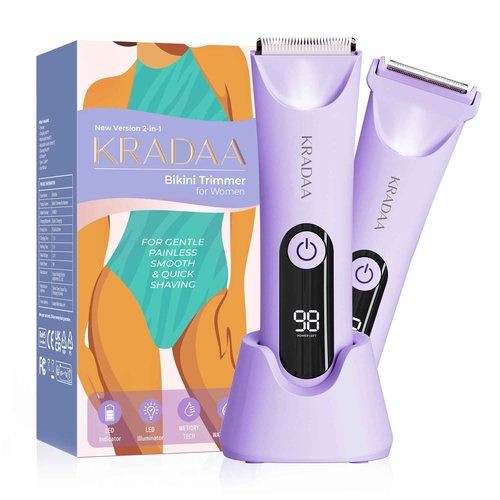 Bikini Trimmer for Women Pubic Hair: Rechargeable Eletctric Razors for Women - Painless Eletctric Shaver - (Wisteria Purple)