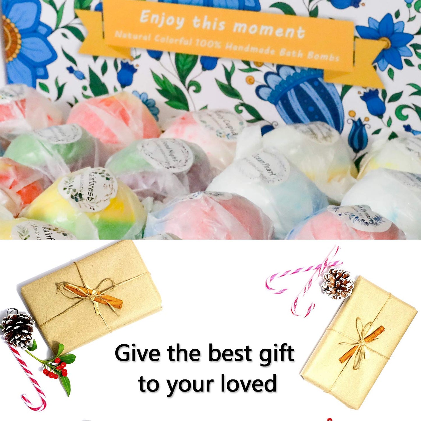 Nagaliving Bath Bombs Gift Set, 20 Wonderful Fizz Effect Handmade Bath Bombs for Valentine’s Day, Christmas, Mother’s Day, Father’s Day, Children’s Day, Birthday, Thanksgiving Day& Any Anniversaries