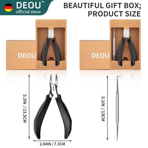 DEOU Toenail Clippers Blade for Ingrown and Thick Nails Stainless Steel Pedicure Tools at Home ingrown toenail Treatment Professional Podiatrist Nail Clippers with Upgraded Handle (Eagle Beak Pliers)