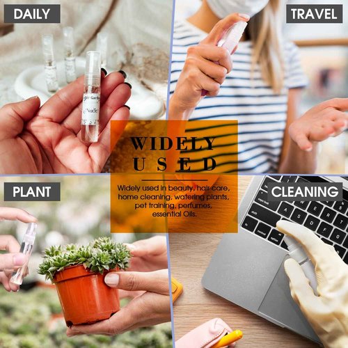 DupakSYS 60PCS 10ml Mini Spray Bottle, Portable Clear Plastic Spray Bottle, Empty Fine Mist Refillable Perfume Atomizer, Small Sample Containers for Cleaning, Travel, Essential Oils