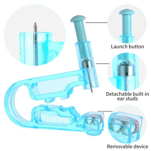 Tirdkid 50PCS Ear Pericings Gun Kit Disposable Safety Sterile Self Ear Pericings Kit with Ear Studs and 1Pcs Piercing Gun Aid Pierce Kit Tool