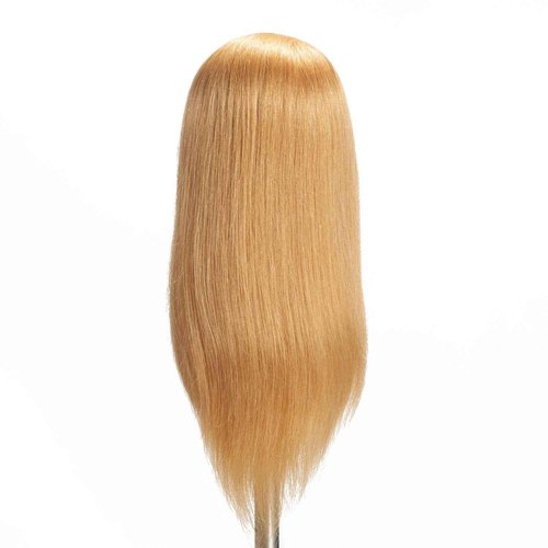 Hairginkgo Mannequin Head 20"-22" 100% Human Hair Manikin Head for Hairdresser Training, Cosmetology Practice - Includes Clamp Stand