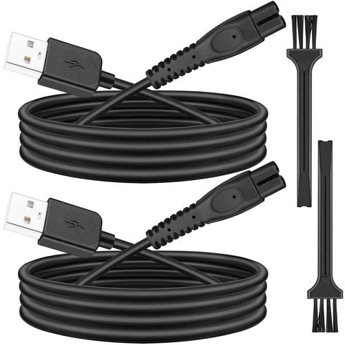 BENACES 3Ft Shaver Charger Cord, 2 Pack 5V Electric Shaver USB Charging Cable, 24AWG Trimmer Razor Power Cord with Fishbone-Reinforced Cable Boot Design, for Philips Norelco Shaver QP2724, QP2834