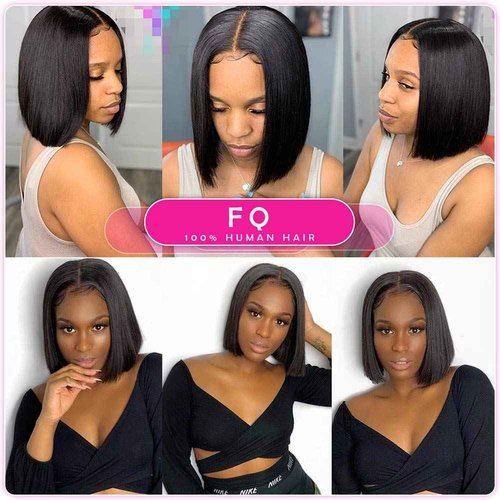 Brazilian Straight Hair Bundles with Closure(10 10 10 10+10) Straight Human 4 Bundles with Closure 10A Unprocessed Short Bob Virgin Hair 50g/bundle