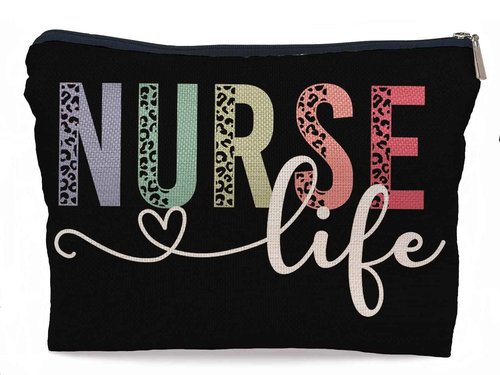 Lacosu Nurse Life Nursing Leopard Makeup Bag Make Up Cosmetic Bag Small Zipper Pouch,Nurse Appreciation Week Graduate Gift,Nursing Gift