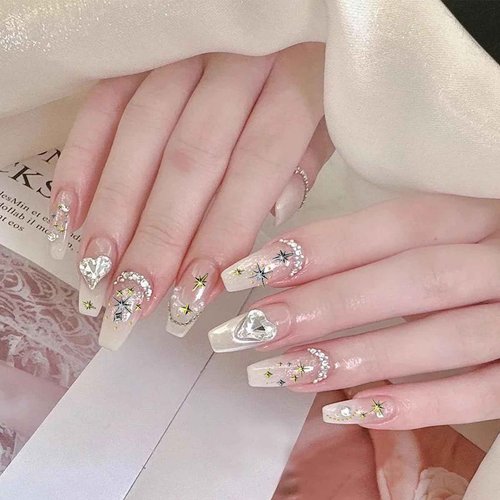 3400Pcs Gold and Silver Star Pearls Gold Nail Charms, Nail Gems Supplies Accessories, Beautiful Star Nail Charms Gold Charms for Nails, Cute Nail Charms for Exquisite and Shiny Manicure Supplies