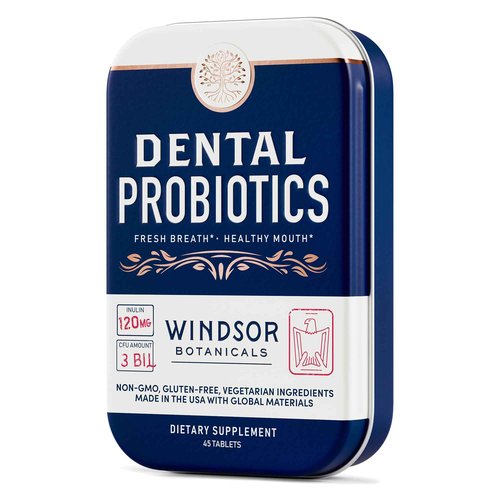 Dental Probiotics for Teeth and Gums - 3BN CFU Lactobacillus Salivarius Acidophilus Casei Tablets - Oral Probiotics for Mouth Bad Breath Treatment for Adults - 45 Chewable Dental Probiotic in a Tin