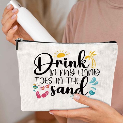 NGZS Funny Beach Gifts for Women Cosmetic Bag Vacation Beach Themed Gift for Lovers Bestie Makeup Bag Girls Trip Gifts Travel Stuff Necessities Birthday Christmas Graduation Friendship