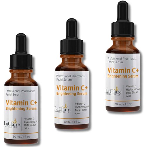 LaClaire Vitamin C+ serum 3-Pack, Strong vitamin C serum, brightening serum for face, topical facial serum with Hyaluronic acid, Vitamin C facial brightening serum, Vitamin C+, Made in the USA