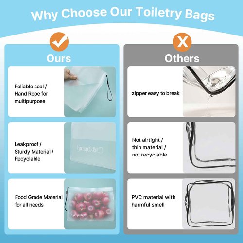 Gpurplebud TSA Approved Toiletry Bags 6 Pack - Quart Size Clear Leakproof Travel Zipper Bag For Liquids Toiletries Traveling Trips Vacations Packing Storage For Women & Men