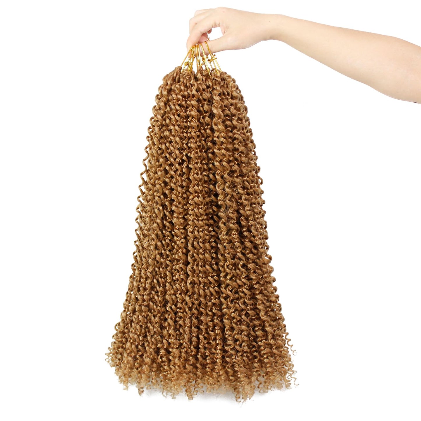 Dorsanee Honey Blonde Passion Twist Hair 18 Inch 7 Packs Water Wave Crochet Hair Long Bohemian Curly Braiding Hair for Butterfly Locs, Faux Locs, Boho Style Spring Twist Crochet Braids (27#)