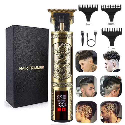 XASMA Professional Hair Clippers for Mens Zero Gapped Cordless Hair Trimmer Professional Haircut & Grooming Kit for Men Rechargeable LED Display (LED-Dragon)