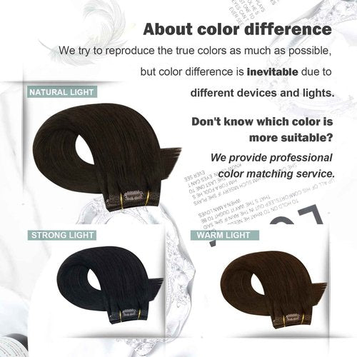 Moresoo Short Human Hair Clip in Extensions Brown Double Weft 10 inch Clip in Hair Extensions for Women Dark Brown #2 5pcs 80g