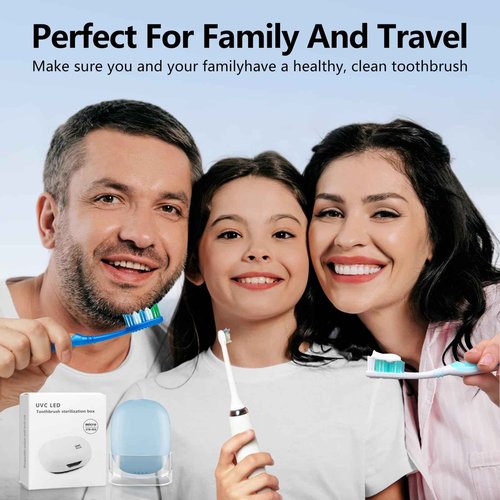 Toothbrush Covers Case San itizer with Light,Toothbrush Covers with Holder, Rechargeable Portable Toothbrush Cleaner Case（Blue）