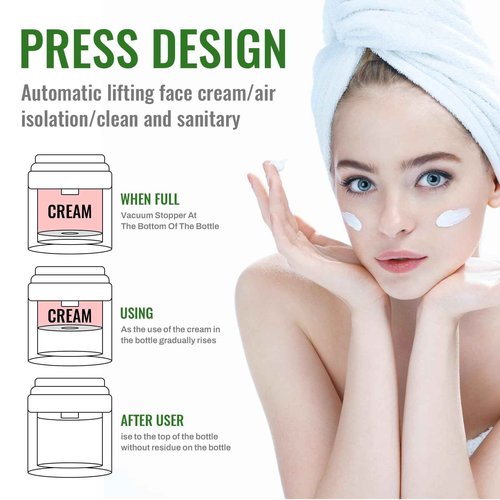 Jaisie.W Airless Pump Jar 1.7oz 2Pack, 50ml Airless Bottles, Acrylic Moisturizer Pump for Thick Cream