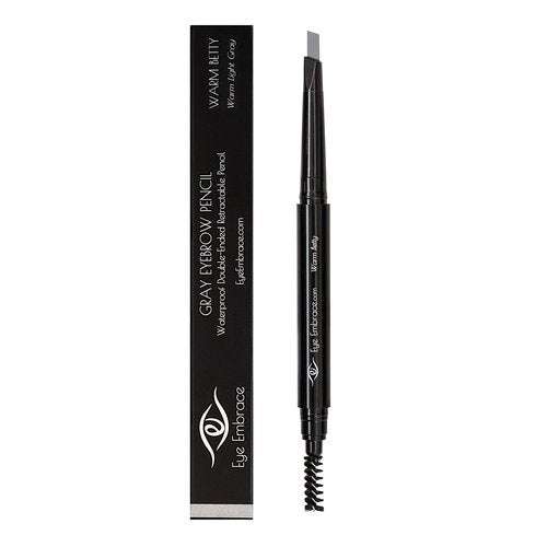 Eye Embrace Light and Medium Gray Eyebrow Pencils 4-Pack Bundle – Waterproof, Double-Ended Automatic Angled Tip & Spoolie Brush, Cruelty-Free