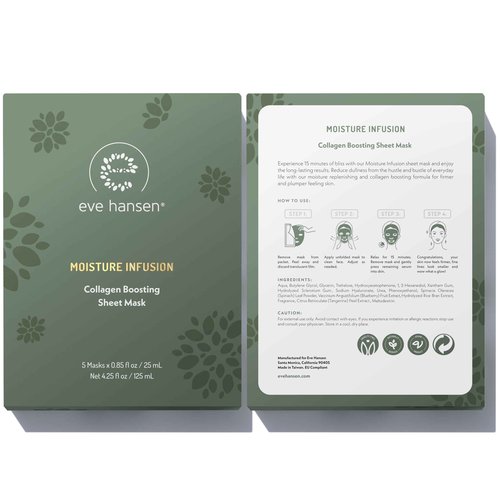 Eve Hansen Sheet Masks Set | Collagen and Hydrating Face Mask Sheet with Hyaluronic Acid, Red Wine Extract | 10x