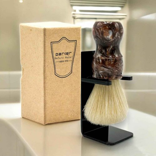 Parker Safety Razor, THE BIG BROWN BOAR, Deluxe Iridescent Tortoise Handle 100% Boar Bristle Shaving Brush, Large 24 MM Brush knot for a Better Lather!