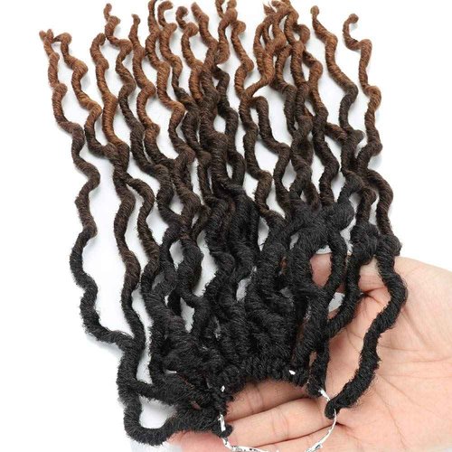 Eliza Wavy Gypsy Locs Ombre Crochet Hair 18" 8Packs/Lot Goddess Locs Synthetic Fiber Faux Locs African Roots Dreadlocs Synthetic Braiding Hair Extensions for Black Women(18",8packs,OM3T430)