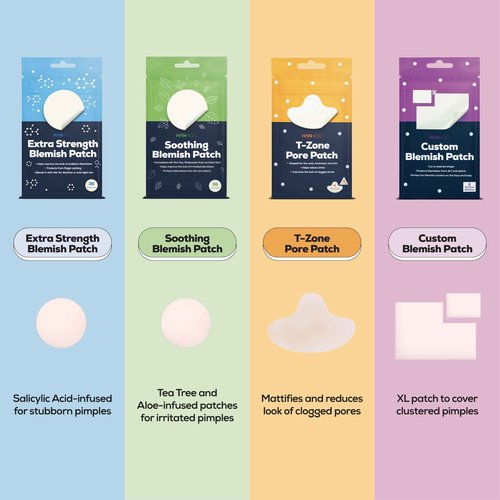 Hanhoo Soothing Blemish Patch,Extra Strength Blemish Patch,Face & Body Blemish Patch,and T-Zone Pore Patch Bundle,90 Total Patches,with Salicylic Acid, Tea Tree, and Aloe, Blackhead and Acne Treatment