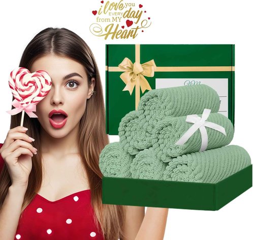 VOOVA & MOVAS Face Towels, 6PC 13"x13" - 100% Cotton | Quick Dry | Thick | Soft | Light Weight | Absorbent, Luxury Face Towels for Bathroom & Showering, Bathroom Decor, Mint Green