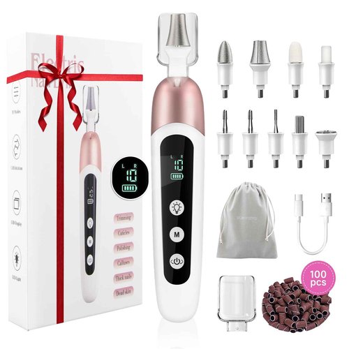 Electric Nail File Set, 9 in 1 Professional Manicure and Pedicure Kit, Cordless Nail Drill for Feet, LCD Display 10 Speeds Electric Nail Drill Machine, Hand Foot Care Tool