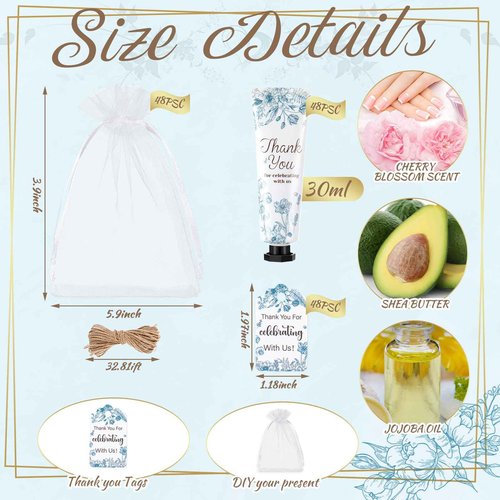 Dansib 48 Sets Christmas Baby Shower Hand Cream Gift Winter Party Favors for Guests Gift Bulk Mini Travel Size Hand Lotion Set for Guests(Blue Flower)