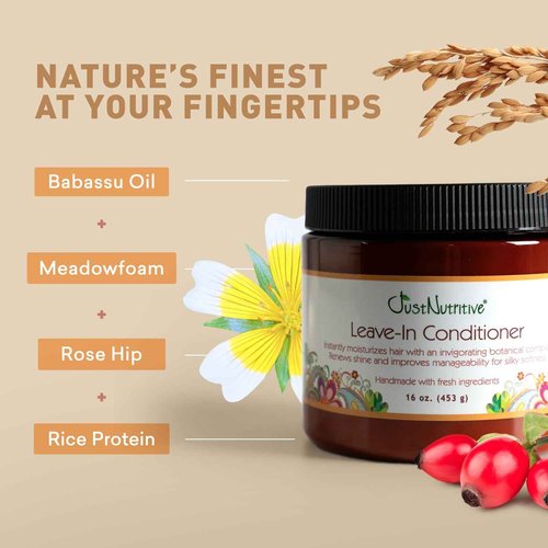 Just Nutritive Leave in Conditioner/Multitasking Leave In for All Hair Types/Pure ingredients fight frizz, split ends and creates radiant healthy shine