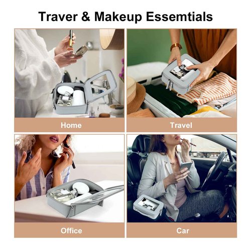 EcoVision Clear Makeup Bag, Travel Cosmetic Accessory Bag, Toiletry Organizer Bags for Women, Portable Waterproof Zipper Cosmetic Bag with Transparent Window, Haze blue