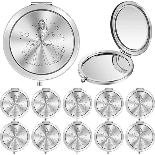 Taiyin 24 Pcs Quinceanera Party Favors for Guests Baptism Compact Mirror Favor Round Hand Makeup Mirror Quinceanera Gifts for 15 Year Old Girl Sweet 15 Birthday Gift for Guest(Silver)