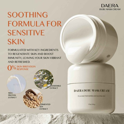 DAERA Korean DUBU Cream Glass Skin Care, Deep Hydrating Repairing Nourishing for Dry and Sensitive Skin, Panthenol, Niacinamide, Adenosin, Korean Moisturizer