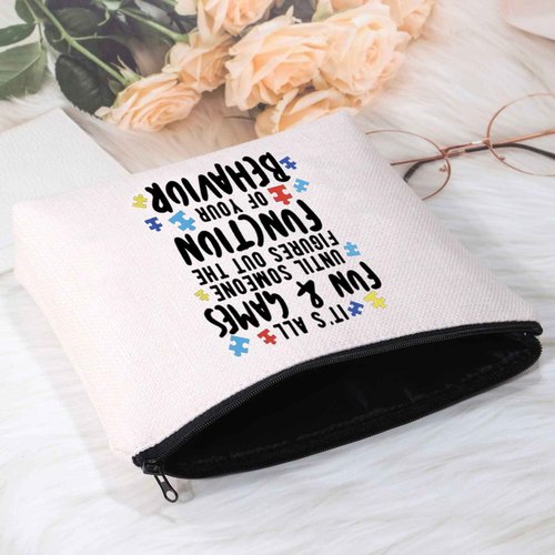 POFULL ABA Therapist Technician RBT BCBA Gift Behavior Therapist Gift Zipper Pouch Makeup Bag (IT'S ALL FUN AND GAMES bag)