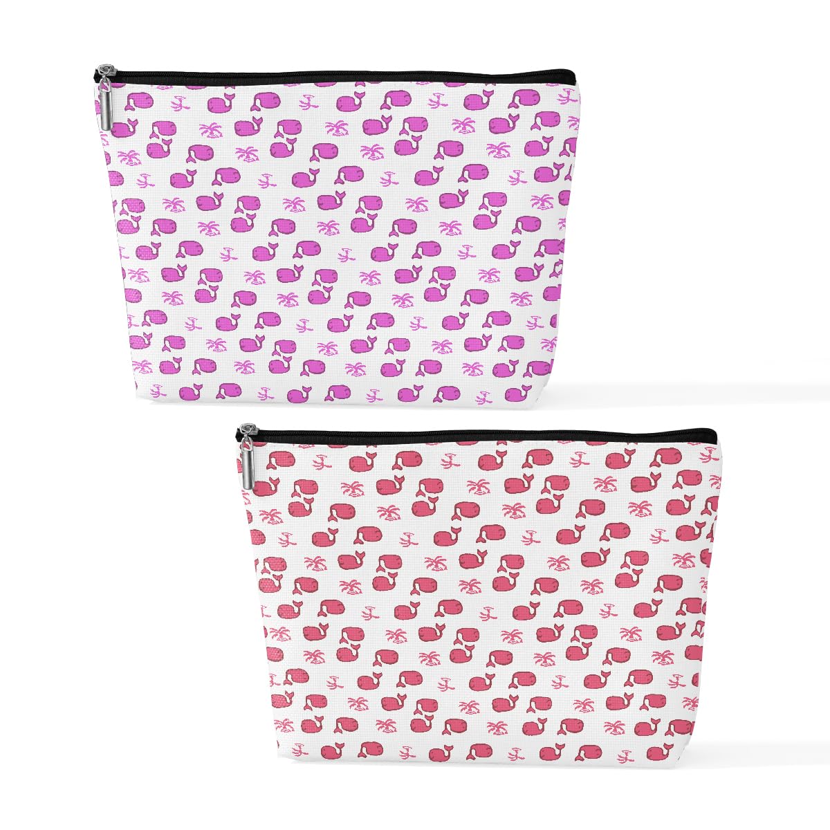 2 Pieces Preppy Stuff Preppy Makeup Bag Preppy Gifts for Women Female Teen Girls Whale Lover Friend Daughter Bestie Sister Niece Birthday Graduation Mothers Day Pink Purple Cosmetic Bag Travel Pouch