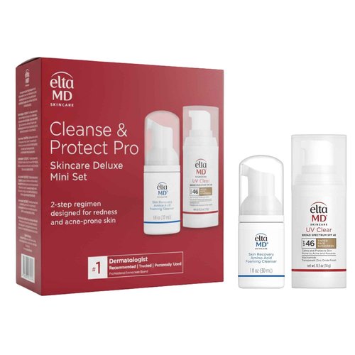 EltaMD Cleanse & Protect Duo Skinare Deluxe Mini Set with UV Clear Tinted and Skin Recovery Amino Acid Cleanser