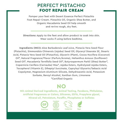 Desert Essence Pistachio Foot Repair Cream - 3.5 Fl Ounce - Pack of 3 - Restores Softness - Skin Repair & Renewal - Pistachio Nut Oil - Shea Butter - Macadamia Seed Oil - Cruelty-Free