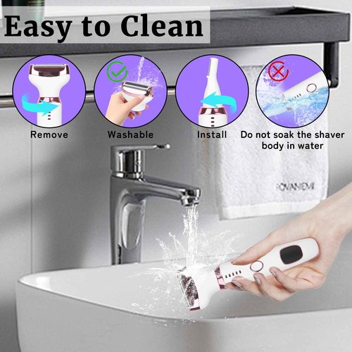 Beanify Electric Razor for Women Men,4 in 1 LED Display Ladies Wet & Dry Body Razors and Facial Hair Remover, Rechargeable Painless Hair Removal Kit for Nose Face Body Leg Bikini Arm Hair