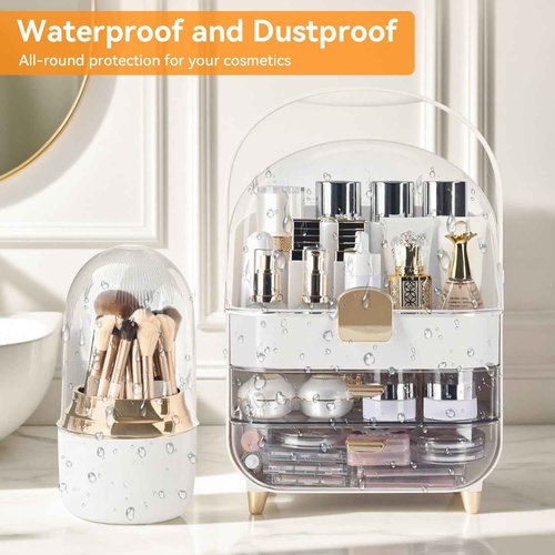 Makeup Organizer Countertop, Skincare Bathroom Counter Organizer, Storage Box Cosmetic Display Cases, Teen Girl Gifts Trendy Stuff Make up Organizers for Vanity, Dresser (Rose Gold)